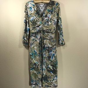 CAbi #850 Ruched Abstract Stretch Jersey Dress